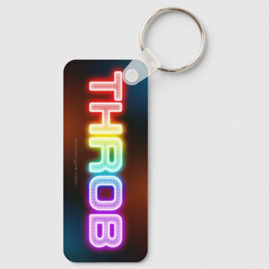 SlipperyJoeのスロブなレインボーのようなグラデーションの厚いca キーホルダー (裏面)