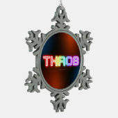 SlipperyJoeのスロブなレインボーのようなグラデーションの厚いca スノーフレークピューターオーナメント (左)