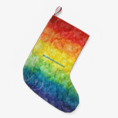 SlipperyJoeのタイ染めフラグの虹色が押し込まれたs スモールクリスマスストッキング (正面 (吊り時))