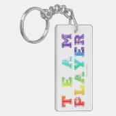 SlipperyJoeのチームプレーヤーの単語グラデーション虹c キーホルダー (正面左)