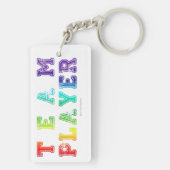 SlipperyJoeのチームプレーヤーの単語グラデーション虹c キーホルダー (裏面)