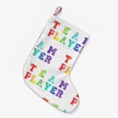 SlipperyJoeのチームプレーヤーの単語グラデーション虹c スモールクリスマスストッキング (正面 (吊り時))