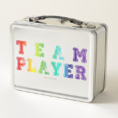 SlipperyJoeのチームプレーヤーの単語グラデーション虹c メタルランチボックス (裏面)