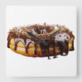 SlipperyJoeのデカダンなドーナツは厚い光沢をカバー スクエア壁時計 (正面)