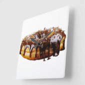 SlipperyJoeのデカダンなドーナツは厚い光沢をカバー スクエア壁時計 (傾斜)