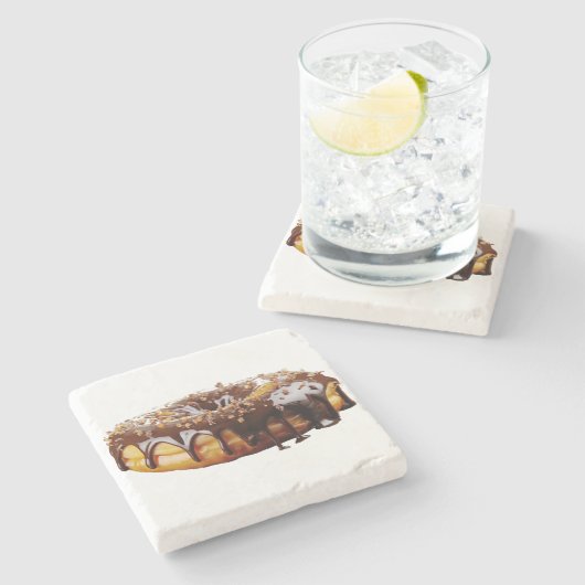 SlipperyJoeのデカダンなドーナツは厚い光沢をカバー ストーンコースター (横)