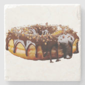 SlipperyJoeのデカダンなドーナツは厚い光沢をカバー ストーンコースター (正面)