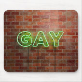 SlipperyJoeのネオンゲイ緑のレンガの壁の単語に署名 マウスパッド (正面)