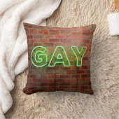 SlipperyJoeのネオン鮮やかゲイは緑のレンガwに署名 クッション (ブランケット)