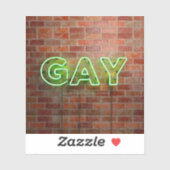SlipperyJoeのネオン鮮やかゲイは緑のレンガwに署名 シール (シート)