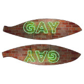 SlipperyJoeのネオン鮮やかゲイは緑のレンガwに署名 バスケットボール (パネル)