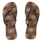 SlipperyJoeのネオン鮮やかゲイは緑のレンガwに署名 ビーチサンダル (ソール)