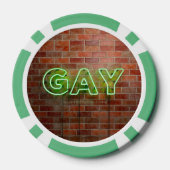 SlipperyJoeのネオン鮮やかゲイは緑のレンガwに署名 ポーカーチップ (裏面)