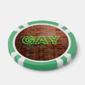 SlipperyJoeのネオン鮮やかゲイは緑のレンガwに署名 ポーカーチップ (シングル)