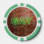 SlipperyJoeのネオン鮮やかゲイは緑のレンガwに署名 ポーカーチップ (正面)