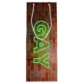 SlipperyJoeのネオン鮮やかゲイは緑のレンガwに署名 ワインギフトバッグ (裏面)