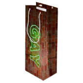 SlipperyJoeのネオン鮮やかゲイは緑のレンガwに署名 ワインギフトバッグ (正面アングル)