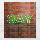 SlipperyJoeのネオン鮮やかゲイは緑のレンガwに署名 ワインラベル (シングルラベル)
