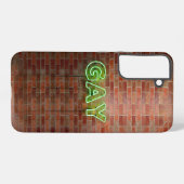 SlipperyJoeのネオン鮮やかゲイは緑のレンガwに署名 Samsung Galaxyケース (裏面横)