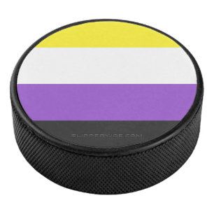 SlipperyJoeのノンバイナリー Pride フラッグ 黄色 白 アイスホッケーパック