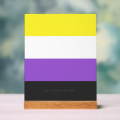 SlipperyJoeのノンバイナリー Pride フラッグ 黄色 白 アクリルサイン (ニュートラル)