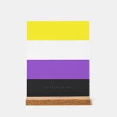 SlipperyJoeのノンバイナリー Pride フラッグ 黄色 白 アクリルサイン (正面)