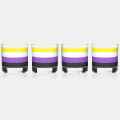 SlipperyJoeのノンバイナリー Pride フラッグ 黄色 白 ウイスキーグラス (正面)