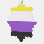 SlipperyJoeのノンバイナリー Pride フラッグ 黄色 白 オーナメントカード (左)