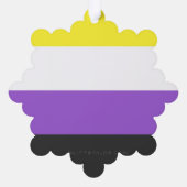 SlipperyJoeのノンバイナリー Pride フラッグ 黄色 白 オーナメントカード (裏面)