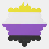 SlipperyJoeのノンバイナリー Pride フラッグ 黄色 白 オーナメントカード (正面)