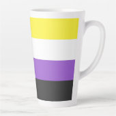 SlipperyJoeのノンバイナリー Pride フラッグ 黄色 白 カフェラテマグ (右)