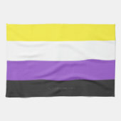 SlipperyJoeのノンバイナリー Pride フラッグ 黄色 白 キッチンタオル (横)
