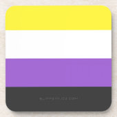 SlipperyJoeのノンバイナリー Pride フラッグ 黄色 白 コースター (正面)