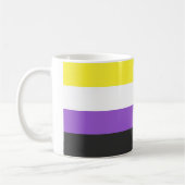SlipperyJoeのノンバイナリー Pride フラッグ 黄色 白 コーヒーマグカップ (左)