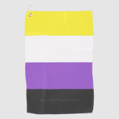 SlipperyJoeのノンバイナリー Pride フラッグ 黄色 白 ゴルフタオル (正面)