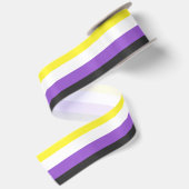 SlipperyJoeのノンバイナリー Pride フラッグ 黄色 白 サテンリボン (裏面)