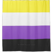 SlipperyJoeのノンバイナリー Pride フラッグ 黄色 白 シャワーカーテン (正面)