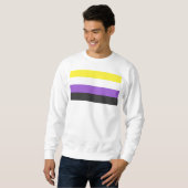 SlipperyJoeのノンバイナリー Pride フラッグ 黄色 白 スウェットシャツ (正面フル)