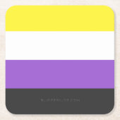 SlipperyJoeのノンバイナリー Pride フラッグ 黄色 白 スクエアペーパーコースター (正面)