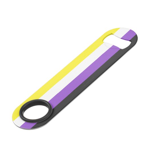 SlipperyJoeのノンバイナリー Pride フラッグ 黄色 白 スピード栓抜き (裏面アングル)