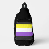 SlipperyJoeのノンバイナリー Pride フラッグ 黄色 白 スリングバッグ (正面)
