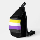 SlipperyJoeのノンバイナリー Pride フラッグ 黄色 白 スリングバッグ (右コーナー)
