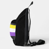 SlipperyJoeのノンバイナリー Pride フラッグ 黄色 白 スリングバッグ (右)
