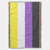 SlipperyJoeのノンバイナリー Pride フラッグ 黄色 白 スローブランケット (正面縦)