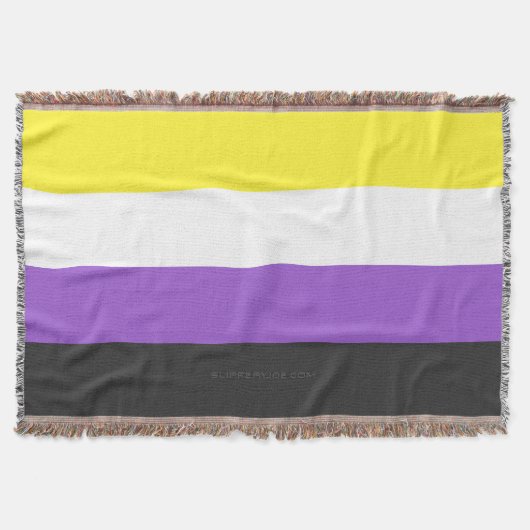 SlipperyJoeのノンバイナリー Pride フラッグ 黄色 白 スローブランケット (正面)