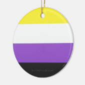 SlipperyJoeのノンバイナリー Pride フラッグ 黄色 白 セラミックオーナメント (左)