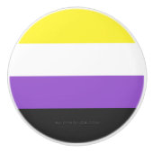 SlipperyJoeのノンバイナリー Pride フラッグ 黄色 白 セラミックノブ (正面)