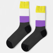 SlipperyJoeのノンバイナリー Pride フラッグ 黄色 白 ソックス (左)