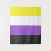 SlipperyJoeのノンバイナリー Pride フラッグ 黄色 白 タペストリー (正面)