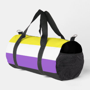 SlipperyJoeのノンバイナリー Pride フラッグ 黄色 白 ダッフルバッグ